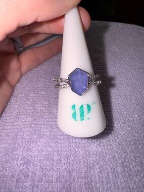 bp Lavender Hexagon Stackable Ring with Pavé Bands